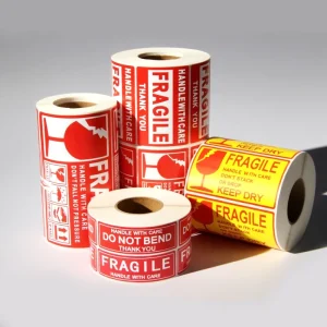 Customizable Waterproof Adhesive Packaging Labels Durable Fragile Warning Stickers Glossy Includes Custom for Shipping Use