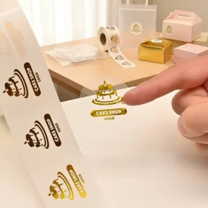 Customizable Waterproof Gold Foil UV Printed Vinyl Adhesive Stickers with Eco Friendly Packaging Labels for Cake Food Perfume