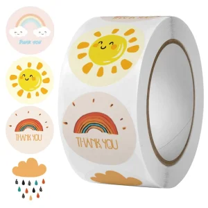 Customizable Waterproof Round Adhesive Stickers Vinyl Thank You Labels For Gift Box Packaging And Sealing