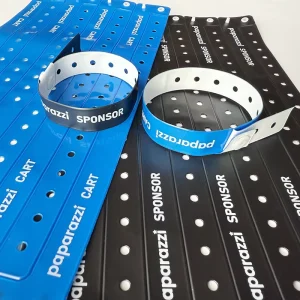 Customizable Waterproof Tear Off Neon Printed ID Bracelet PVC Three Tabs Disposable Adjustable Vinyl Wristband