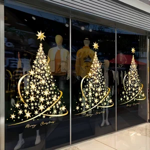 Customization PVC Christmas Tree DIY Static Wall Door Mural Showcase Decal Christmas Glass Window Sticker