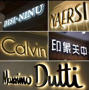 Customize 3D Gold Backlit Illuminated Characters with 3D Gold Backlit Store Name Wall Decoration with Backlit Gold Letter Logo