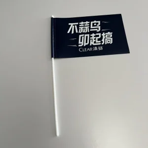 Customize Double Sided Pennant Hand Waving Vinyl Flags UV Printed Durable Eco Friendly Plastic Wood Pole Sports Advertising Flag