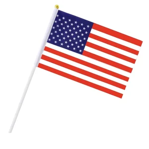 Customize Logo Mini Game Party Event Flag USA National Promotional Flags Hand Waving Flags Polyester Durable Flying Style