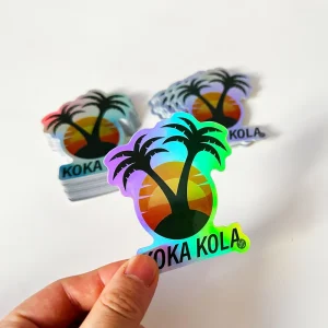 Customize Logo Printed Waterproof Outdoor Holographic Die Cut Sticker Eye Catching Rainbow Silver Hologram Label Printing
