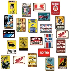 Customize Metal Tin Sign Vintage Garage Decorative Poster Retro Metal Plate Plaque Motorcycle Logo Advertising Metal Sign Decor