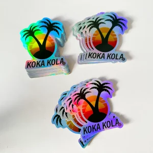 Customize Printing Glossy Waterproof Adhesive PVC Vinyl Hologram Stickers Die Cut Irregular Shape Holographic Brand Logo Labels