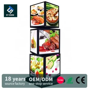 Customize Stand Revolving LED 4 Sided 4 Layer Rectangle Menu Board Lightbox Display 10000 Lumens Waterproof High