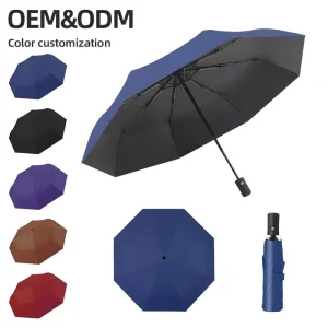 Customized 3 Fold Semi Automatic Umbrella with Logo Printing Buckle Design Handle for Business Gifts Advertising Umbrella