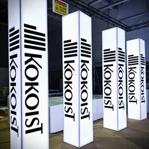 Customized 4 Sided Aluminum SEG Lightbox Tower Trade Show Illuminated Column Portable LED Backlit Display Pillar Advertising