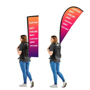Customized 40 * 120cm Outdoor Easy To Carry Advertising Display Custom Logo Backpack Flag