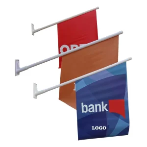Customized Adjustable Flag Pole With Bracket High Quality Double Sides Print Wall Banner Flag With Plastic Base