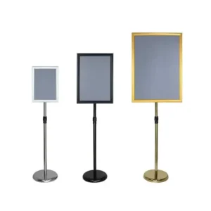 Customized Adjustable Sign Stand for Display Pedestal Floor Signage Stand Holder with Heavy Duty Base Metal
