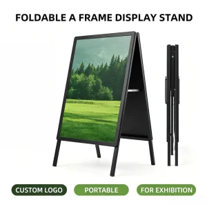 Customized Advertising Portable Poster A Frame Display Racks 24 X 36 Inch Metal Double Sided Outdoor A frame Sidewalk Sign Stand
