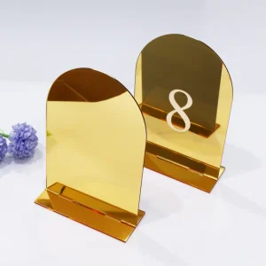 Customized Arch Mirror Gold Acrylic Table Number Stand Custom Engraved Table Sign For Wedding Banquet Table Decor