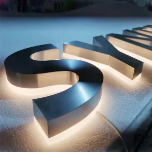 Customized Backlit LED 3D Stainless Steel Channel Letters Waterproof IP65 Outdoor Business Signage Decoration