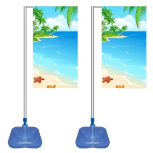 Customized Banner Alloy Aluminum Poles ABS Base Outdoor Portable Telescopic Flagpole Water Sand Base Injection Flag