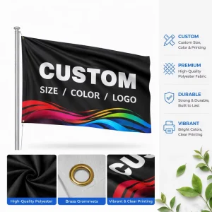 Customized Banners Size Printing Outdoor Polyester Material 90x150cm 3×5 Custom Flag With Logo