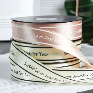 Customized Brand Name Screen Print Gift Decoration Jewelry Package Satin Ribbon