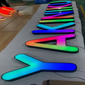 Customized Building Waterproof Acrylic LED Signboard RGB 3D Front Light Stainless Steel Channel Letter Sign