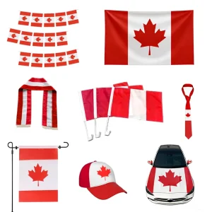Customized Canadian Flag Set Including Tablecloths and Banners Suitable for Various Promotional Events