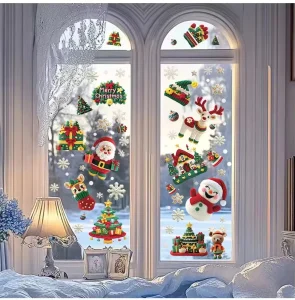 Customized Christmas Flower Decorative Acrylic PVC Waterproof Eco Friendly Die Cut Static Clings Sticker for Glass Decoration