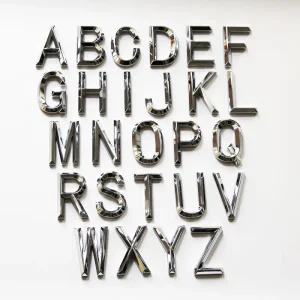 Customized Chrome Alphabet Car Letters Emblem Stickers ABS Material for UK License Plate Letters