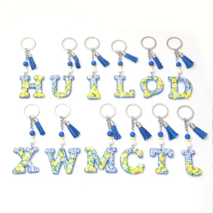 Customized Design Letter Keychain Resin 3D Logo Letterpress Printing Reusable Travel Cute Style