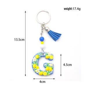 Customized Design Letter Keychain Resin 3D Logo Press Printing Reusable Travel Fresh Cute Style Irregular Shape