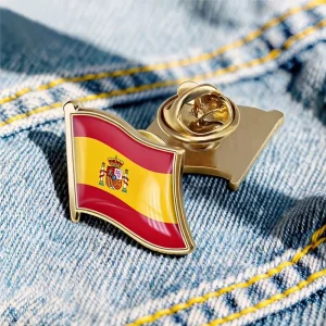Customized Diplomatic Lapel Pin Spain Flag Silhouette Epoxy Dome Printed Plate for Professional Sourcing Wholesaler Desk