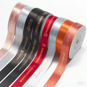 Customized Eco Friendly Floral Polyester Satin Grosgrain Organza Ribbon Spool 3D Gold Foil Printing for Valentine’s Day Gift