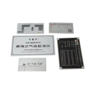 Customized Engraved Carved Metal Stainless Steel Nameplates Signs Panels Digital Printing for Machinery Electronic Appliances