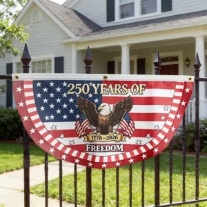 Customized Fan shaped and Semi circular Flags USA Flag Fan Bunting Pleated Stars & Stripes