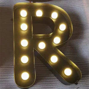Customized Floor standing 3D Letter LED Light Bulb Luminous Letters Large English Alphabet Light Box Indoor Outdoor Retro