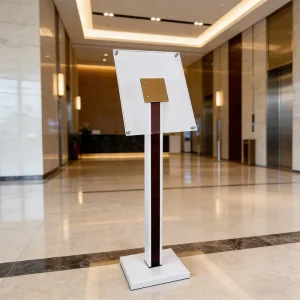Customized Free Standing Washable Eco-Friendly Transparent Acrylic Retail Store Floor Display Stand for Brochure Sign Holder