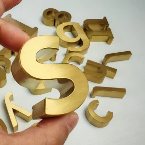 Customized Golden Brushed Face Stainless Steel Wall Logo Letter Sign Metal 3D Letter Building Sign for Business