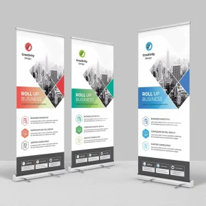 Customized Graphic Aluminum Waterproof Heavy Duty Portable Roll up Stand Advertising Windproof Retractable Banner