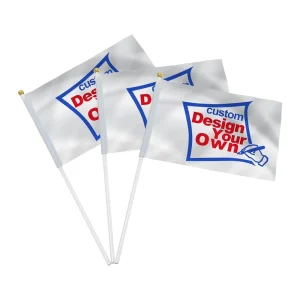 Customized Handheld Mini Waving Flags Banners Print Your Own Logo Design Words Custom Miniature Pointe Stick Hand Held Flag