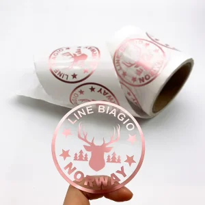 Customized High Quality Self Adhesive Paper Transparent clear Rose Gold Shiny Vinyl Waterproof Product logo Brand Label Sticker