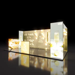 Customized High end Double sided Illuminated LED Fabric Lightbox Aluminum Frame Waterproof Modular Trade Exhibitions 10ftx20ft