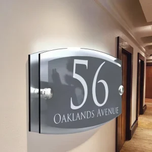 Customized Hotel Room Signage with LED Acrylic Metal Wall Door Signage in Stainless Steel Company AC Power Supply for Buildings