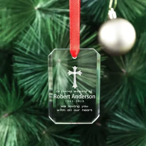Customized Laser Carving Crystal Blank Glass Christmas Ornaments