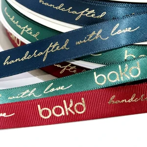 Customized Logo 5/8 Inch 15 mm 3D Embossed Printed Satin Ribbon