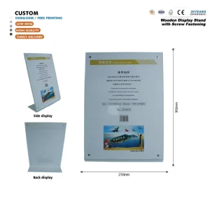 Customized Logo Acrylic Desktop Sign Holder Double Sided Smooth A4 Vertical Poster Case for Retail Boutique