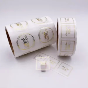 Customized Logo Clear Transparent Waterproof Vinyl PVC Adhesive Stickers Self-adhesive Die Cut in Roll for Candle Use