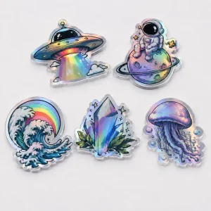 Customized Logo Label Cartoon Anisotropic Holographic Sticker Self-Adhesive Waterproof Custom Printed Vinyl Die Cut Sticker