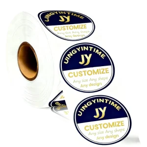 Customized Logo Label Stickers Adhesive Waterproof PVC UV Eco Friendly Strong Stickiness Circular Roll Packaging Labels