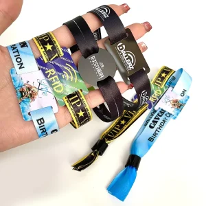 Customized Logo NFC Woven Polyester Material Durable One Time Use Festival Events Promotional Gifts Armband 15mm Band Width