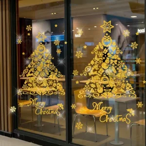 Customized Merry Christmas Shop Window Removable Static Stickers for Glass Door Showcase Decoration