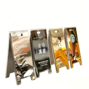 Customized Metal Advertising Sign Stand Weatherproof Pavement Sign Outdoor Iron Frame for Business Storefront Display Board